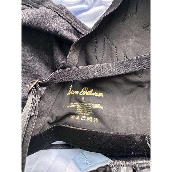 Sam Edelman black strappy bralette with floral patch LARGE - Picture 3 of 5